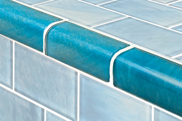 Close-up of bullnose tile edge