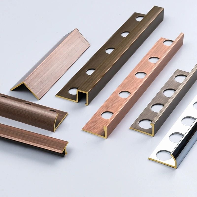 Solid brass tile trim profiles