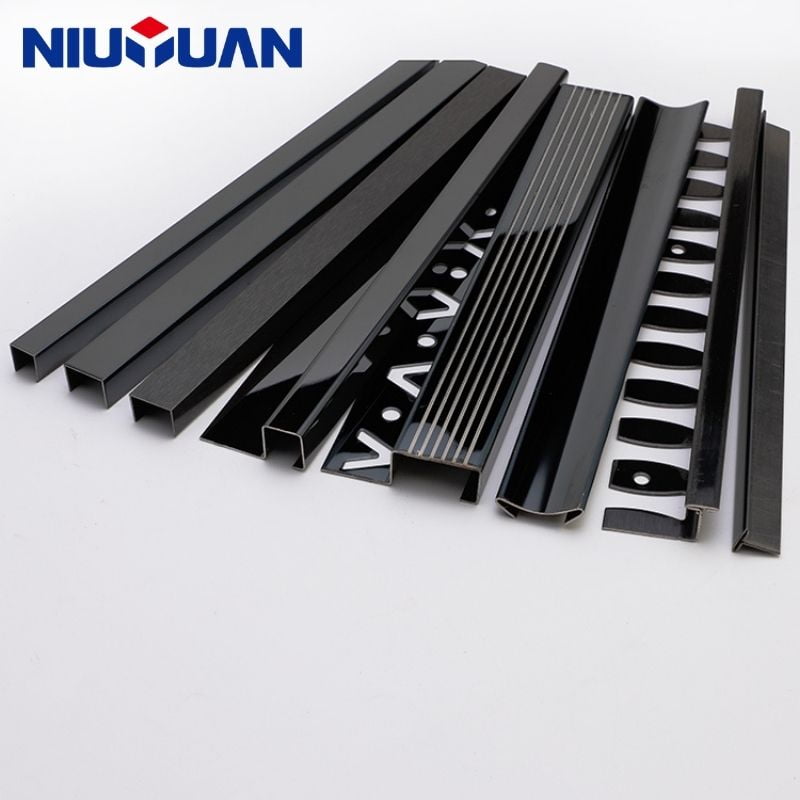 Black stainless steel tile trim product