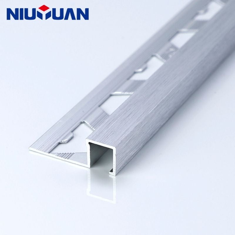 Brushed aluminum tile trim product