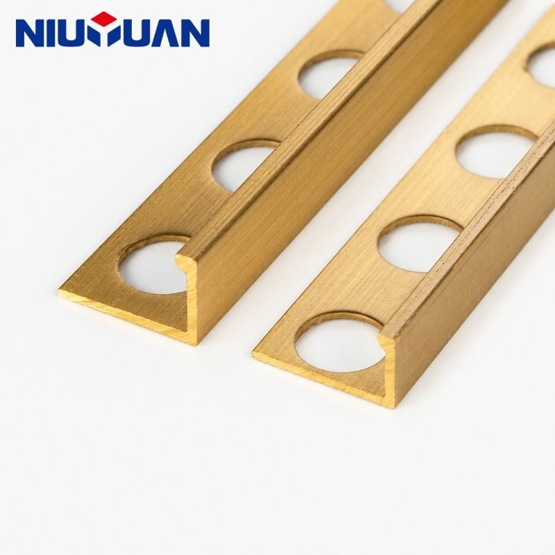 Brushed brass tile trim product