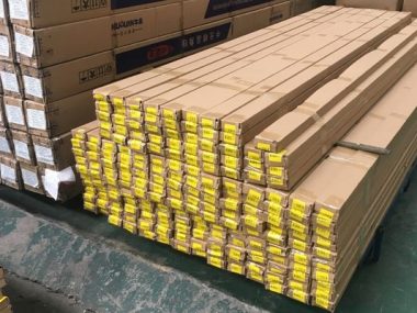 Tile trim packed in export cartons ready for container loading