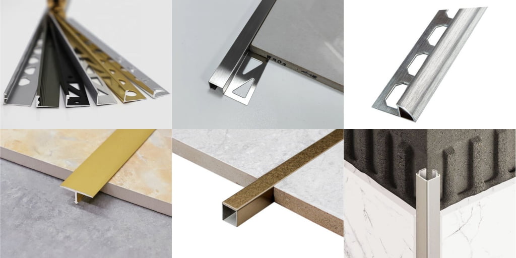 Tile trim profiles in multiple materials and finishes